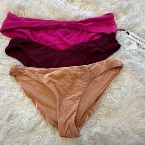 Robin Piccone Bikini Bottom Lot 3 Women’s Size L NWOT Pink Burgundy Blush Swim